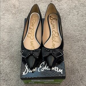 Sam Edelman Black Flats with Studded Bow